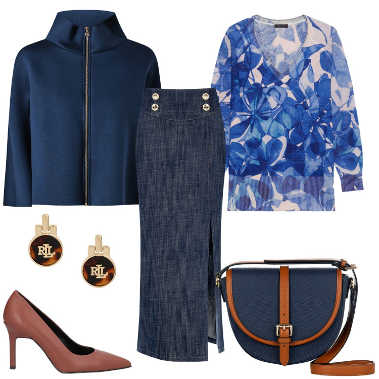 Outfit donna - Il tubino in denim. Stile Chic per Ufficio. Abbinamento con décolleté, gonne lunghe, cappe, borse a tracolla, orecchini, maglieria.