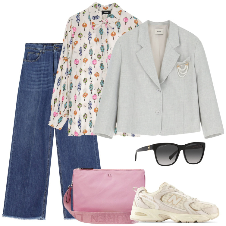 Outfit donna - Siviglia. Stile Casual per Tutti i giorni. Abbinamento con sneakers, blazer, camicie, jeans, occhiali da sole, borse a tracolla.