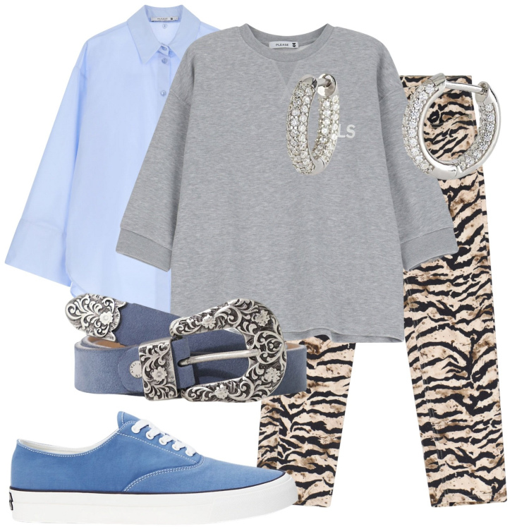 Outfit donna - Please ispirazione Saint Tropez. Stile Casual chic per Tutti i giorni. Abbinamento con orecchini, pantaloni chino, felpe, camicie, cinture, sneakers.