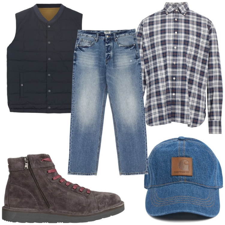 Outfit uomo - Stile country moderno: camicia a quadri. Stile Trendy per Tutti i giorni. Abbinamento con stivali e stivaletti, camicie, jeans, gilet, cappelli.
