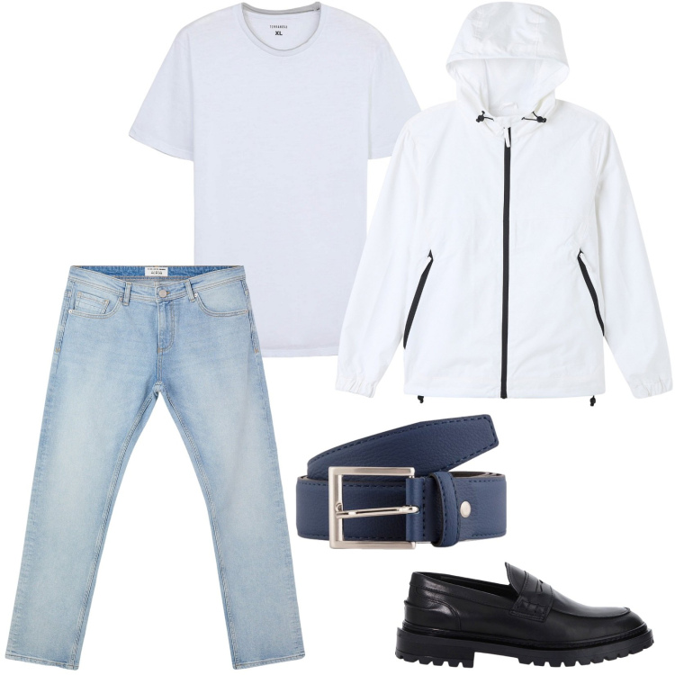 Outfit uomo - Total look #2085604. Stile Casual per Ufficio. Abbinamento con giacche, jeans, t-shirt, scarpe stringate, cinture.