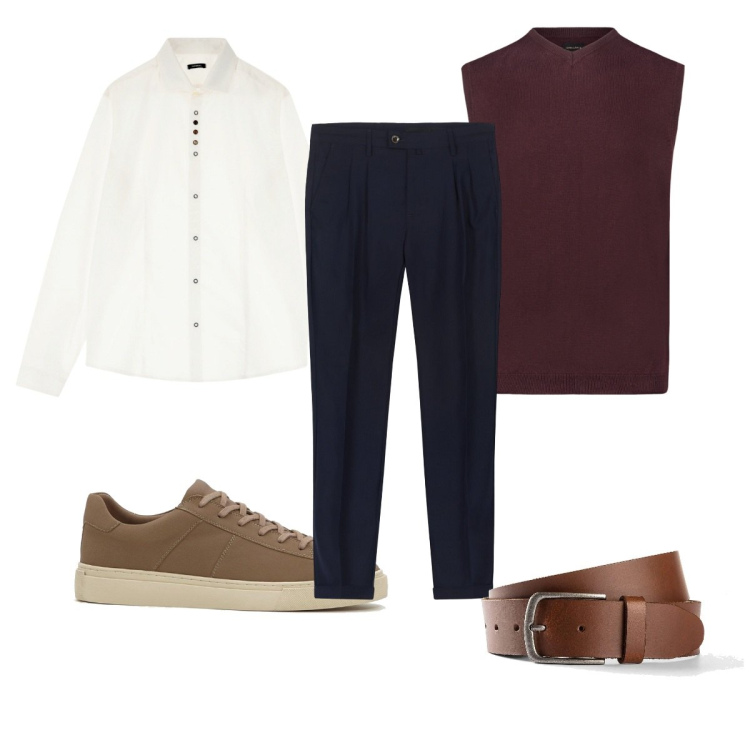 Outfit uomo - Total look #2085639. Stile Casual per Tutti i giorni. Abbinamento con cinture, sneakers, camicie, pantaloni, gilet.