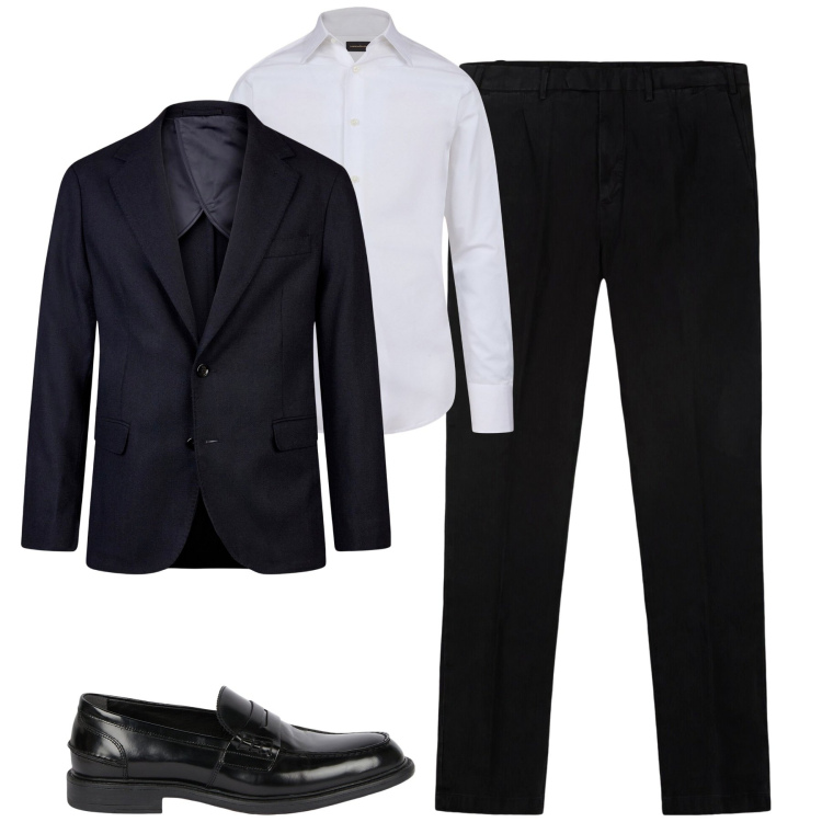 Outfit uomo - Total look #2085670. Stile Business/Elegante per Cerimonia. Abbinamento con giacche, pantaloni, camicie, scarpe stringate.