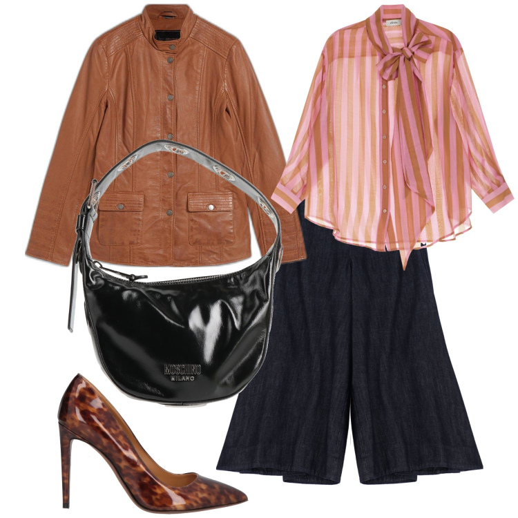 Outfit donna - Ufficio in pantagonna. Stile Glamour per Ufficio. Abbinamento con blazer, borse a mano, décolleté, jeans, camicie.