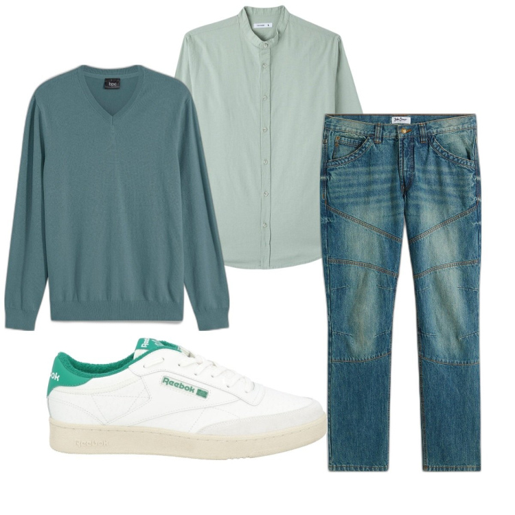Outfit uomo - Total look #2085870. Stile Casual per Tutti i giorni. Abbinamento con jeans dritti, maglieria, sneakers, camicie.
