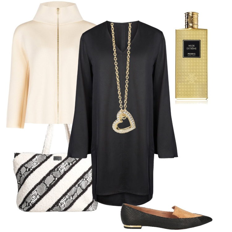 Outfit donna - La cappa di marzo. Stile Bon Ton per Ufficio. Abbinamento con mocassini, borse a mano, profumi, collane, cappe, vestiti a tubino.