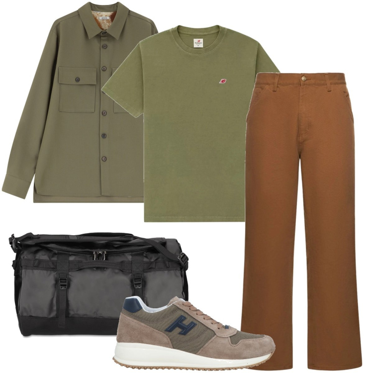Outfit uomo - Il jeans marrone. Stile Casual per Sport. Abbinamento con sneakers, t-shirt, camicie, jeans, borse sportive.