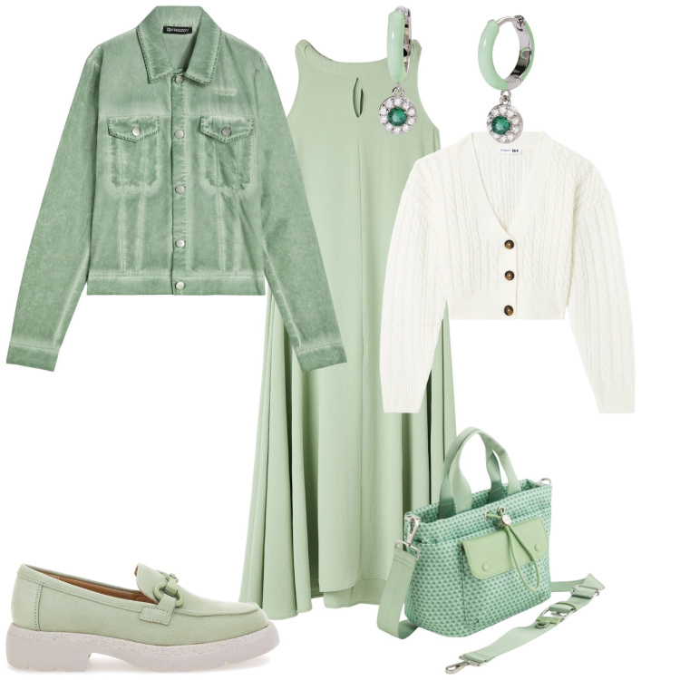 Outfit donna - Week end fuori porta. Stile Sporty chic per Mare. Abbinamento con vestiti senza maniche, cardigans, orecchini, blazer, mocassini, borse a mano.