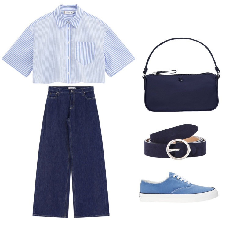Outfit donna - Denim please!!. Stile Casual per Tutti i giorni. Abbinamento con camicie, jeans, cinture, pochette, sneakers.