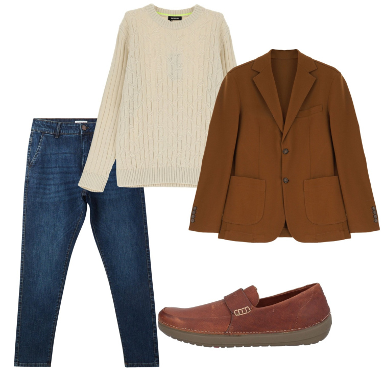 Outfit uomo - Giacca biscotto. Stile Casual per Tutti i giorni. Abbinamento con scarpe stringate, giacche, maglieria, jeans skinny.