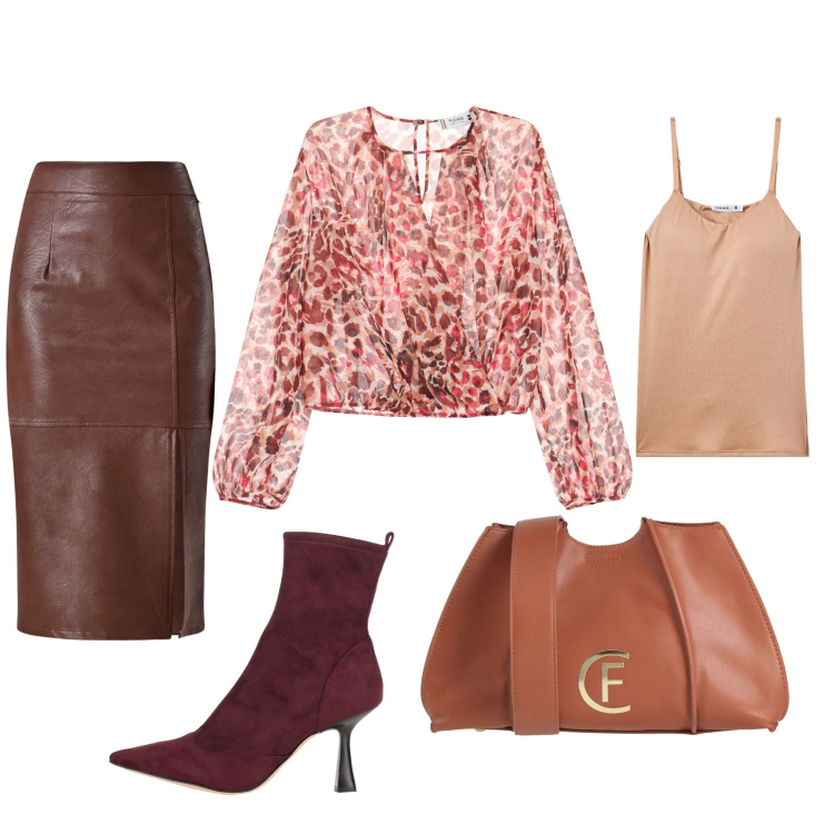 Outfit donna - Trasparenze. Stile Casual chic per Ufficio. Abbinamento con borse a tracolla, stivaletti, bluse, magliette intime, gonne longuette.