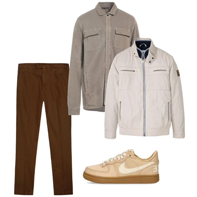 Outfit uomo - Marzo. Stile Casual per Tutti i giorni. Abbinamento con giacche, camicie, pantaloni, sneakers.