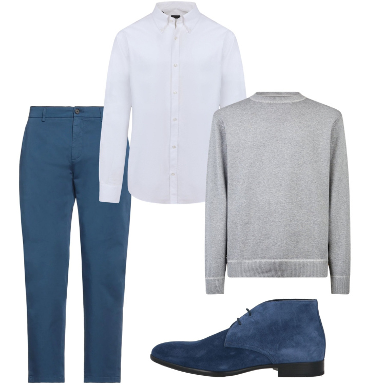 Outfit uomo - Marzo. Stile Casual per Tutti i giorni. Abbinamento con stivali e stivaletti, pantaloni, camicie, maglieria.