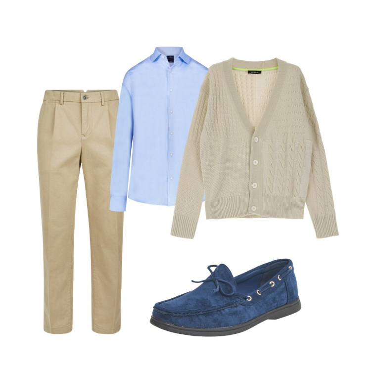 Outfit uomo - Total look #2086055. Stile Business/Elegante per Ufficio. Abbinamento con scarpe stringate, cardigans, pantaloni, camicie.