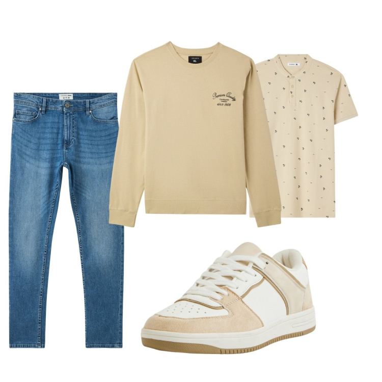 Outfit uomo - Total look #2086127. Stile Casual per Tutti i giorni. Abbinamento con t-shirt, jeans skinny, felpe, sneakers.