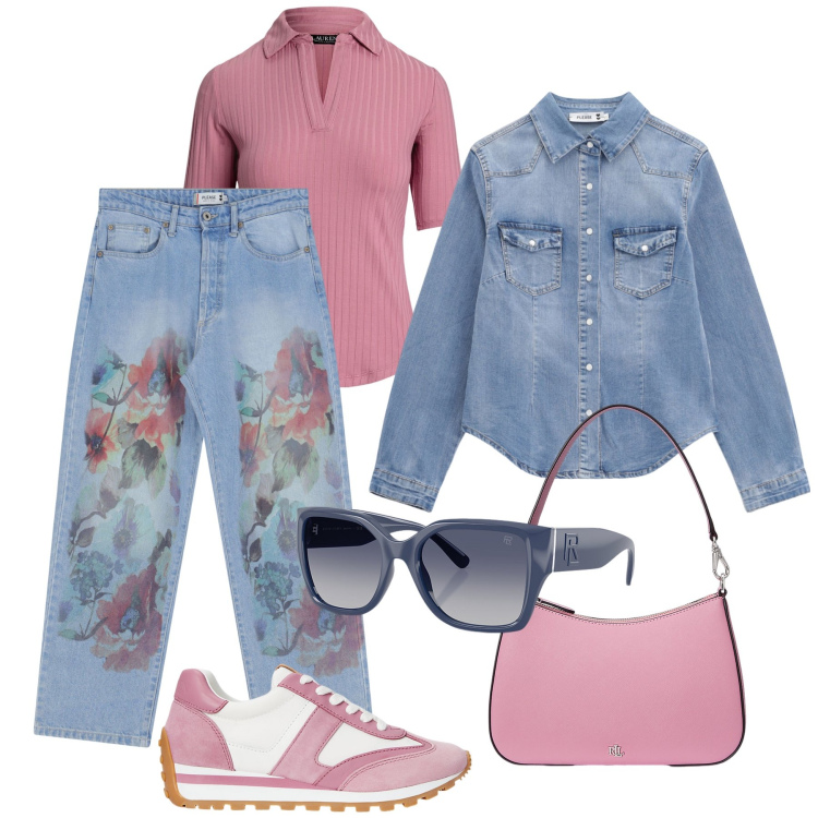 Outfit donna - La camicia in jeans-@danipoetessa73. Stile Casual per Tutti i giorni. Abbinamento con jeans dritti, camicie, sneakers, occhiali da sole, polo, borse a spalla.