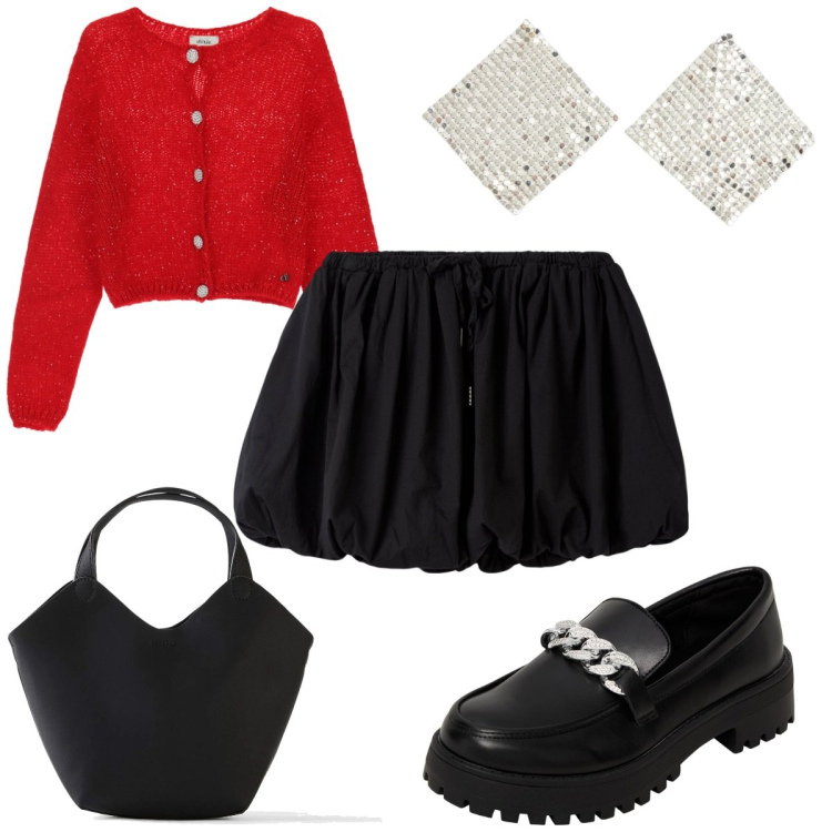 Outfit donna - Total look #2086171. Stile Trendy per Tutti i giorni. Abbinamento con borse a mano, mocassini, orecchini, minigonne, cardigans.