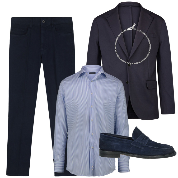 Outfit uomo - City. Stile Urban per Tutti i giorni. Abbinamento con scarpe stringate, braccialetti, giacche, pantaloni, camicie.