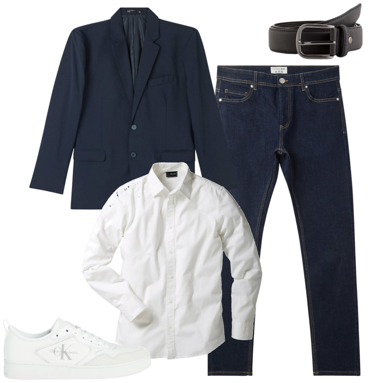 Outfit uomo - City. Stile Urban per Tutti i giorni. Abbinamento con camicie, sneakers, jeans skinny, giacche, cinture.