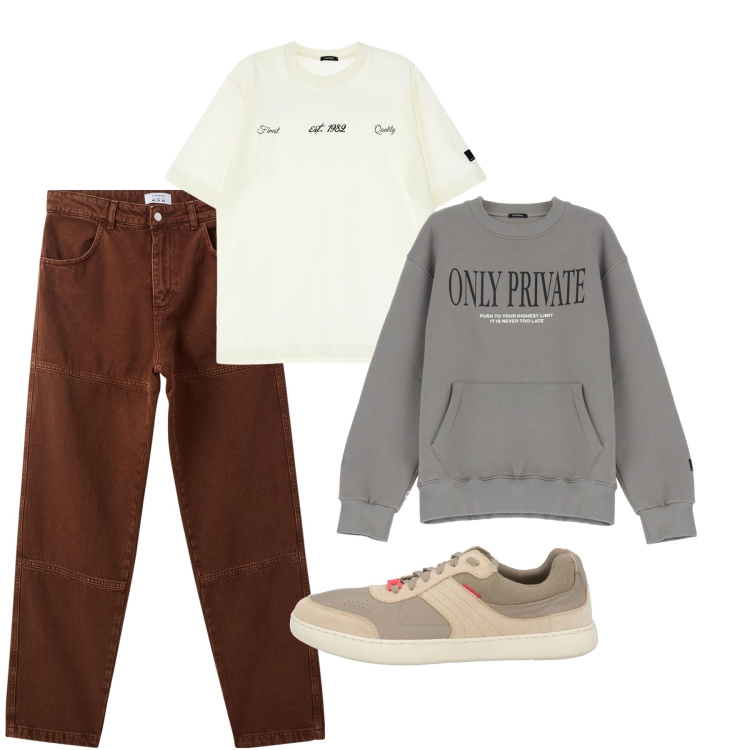 Outfit uomo - Caramello bruciato. Stile Casual per Tutti i giorni. Abbinamento con sneakers, pantaloni, felpe, t-shirt.