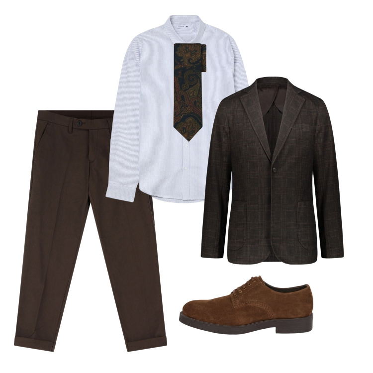 Outfit uomo - Moka di marzo. Stile Business/Elegante per Cerimonia. Abbinamento con camicie, pantaloni chino, giacche, scarpe stringate, cravatte.