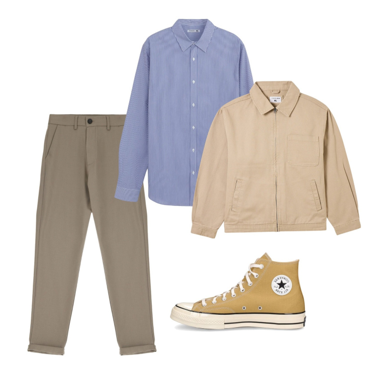 Outfit uomo - Spring. Stile Casual per Tutti i giorni. Abbinamento con camicie, giacche, pantaloni, sneakers.