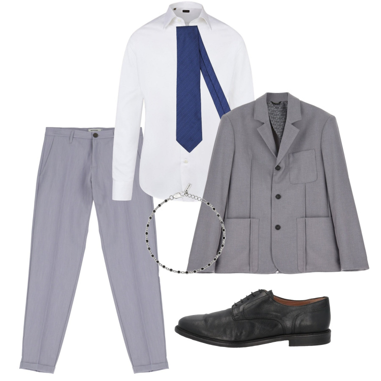 Outfit uomo - Un matrimonio. Stile Business/Elegante per Cerimonia. Abbinamento con scarpe stringate, cravatte, braccialetti, pantaloni, giacche, camicie.