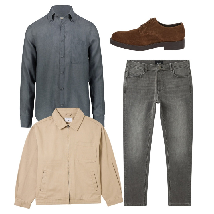 Outfit uomo - City. Stile Casual per Tutti i giorni. Abbinamento con jeans skinny, giacche, scarpe stringate, camicie.