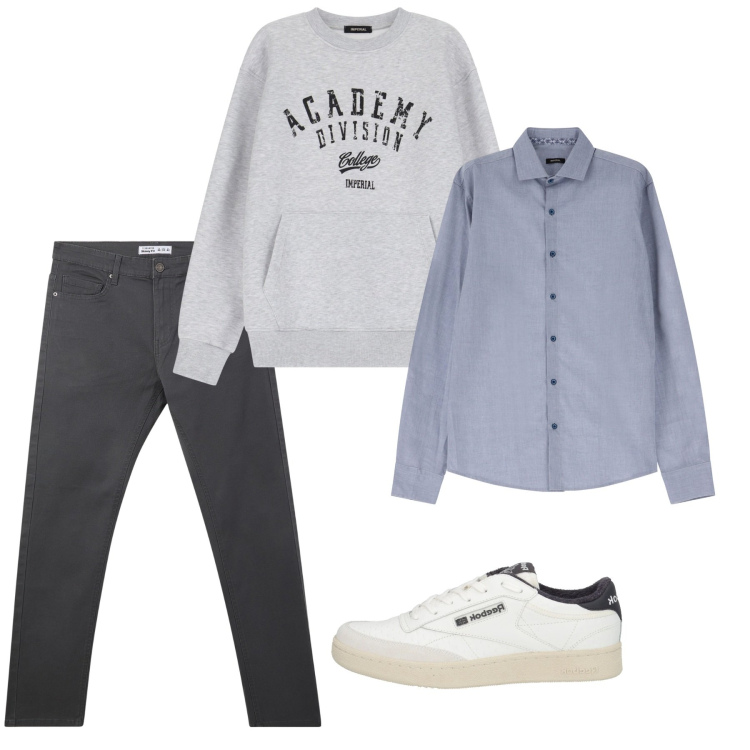 Outfit uomo - Sabato. Stile Casual per Tutti i giorni. Abbinamento con sneakers, pantaloni skinny, camicie, felpe.