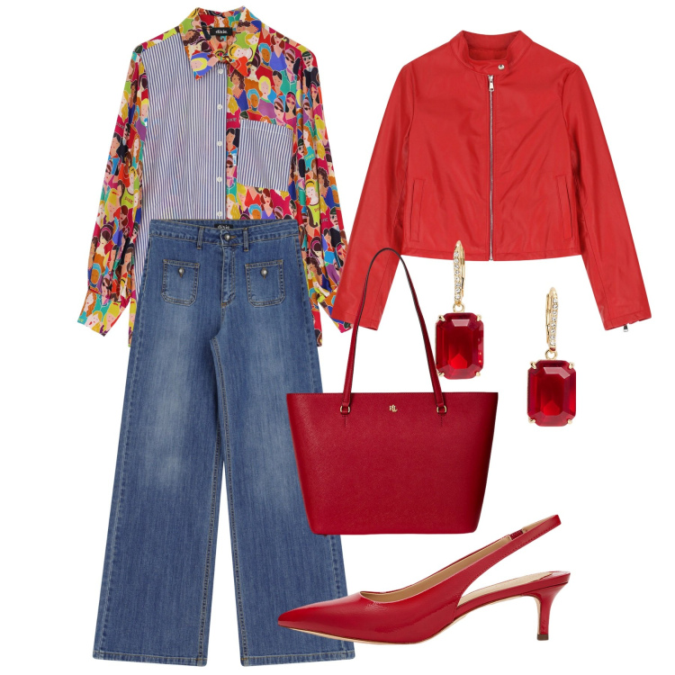 Outfit donna - Dixie - Sognando Siviglia SS25. Stile Casual chic per Tutti i giorni. Abbinamento con borse tote, décolleté, orecchini, camicie, giacche, jeans.