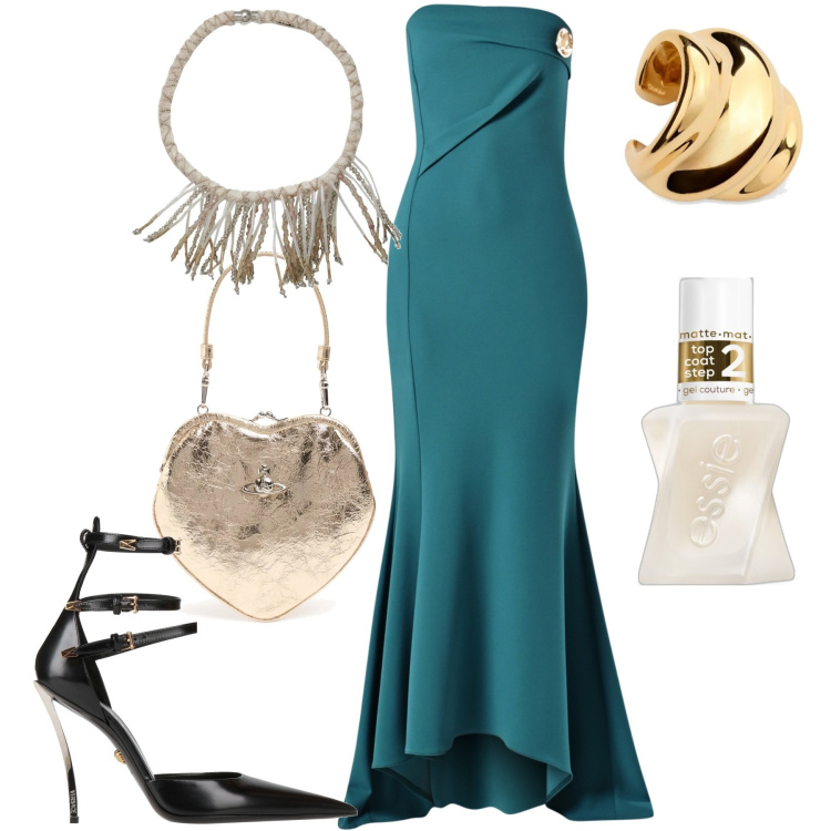 Outfit donna - Matrimonio. Stile Chic per Cerimonia. Abbinamento con décolleté, collane, smalti, vestiti lunghi, pochette, orecchini.