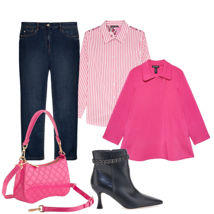 Outfit donna - Con le amiche. Stile Bon Ton per Serata fuori. Abbinamento con stivaletti, cappotti, jeans dritti, camicie, borse a tracolla.