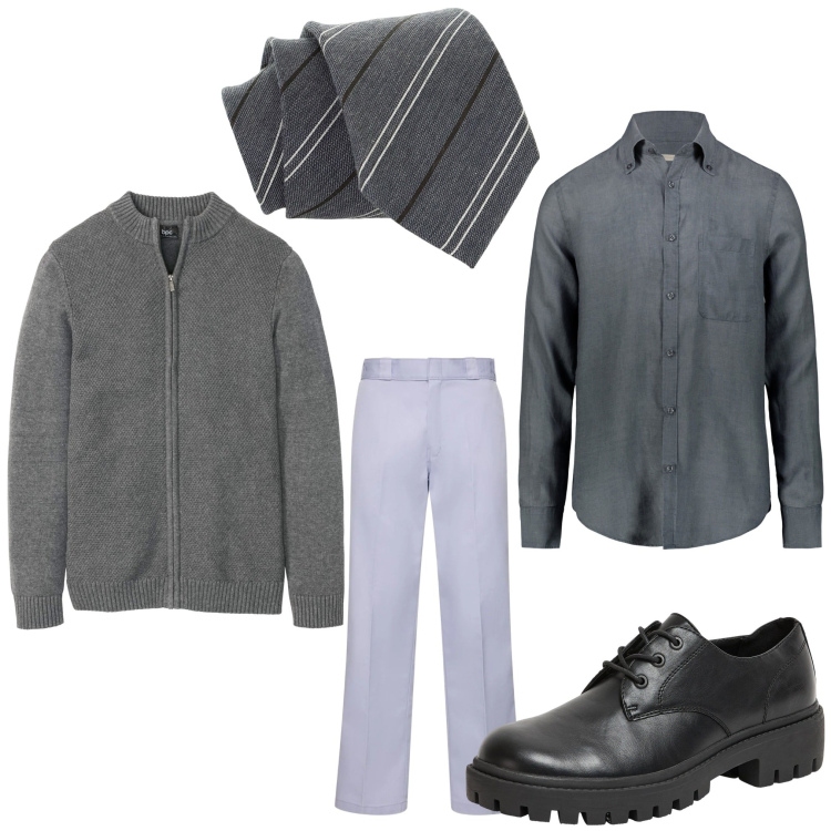 Outfit uomo - Una serata speciale. Stile Business/Elegante per Serata speciale. Abbinamento con cardigans, scarpe stringate, cravatte, pantaloni, camicie.