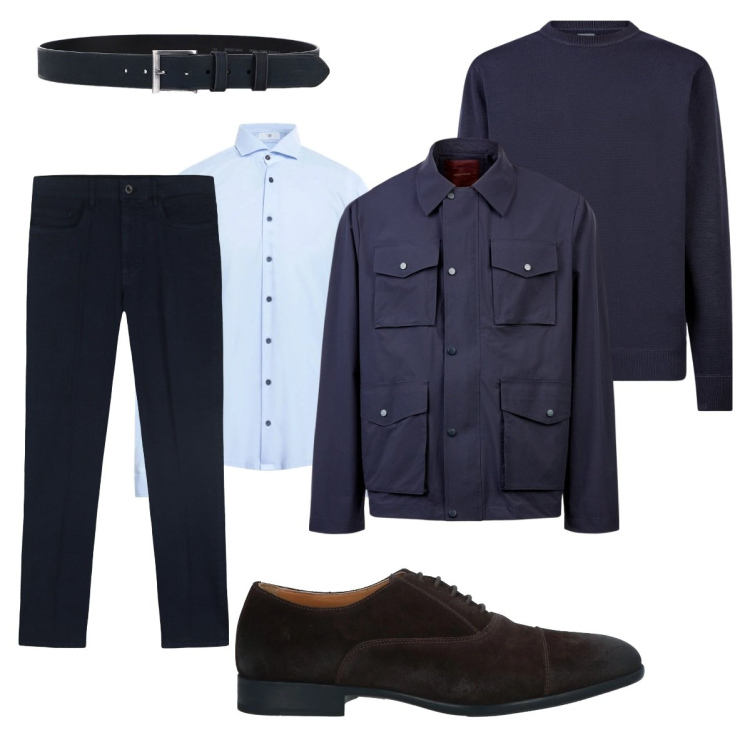 Outfit uomo - La giacca per la mezza stagione. Stile Business/Elegante per Ufficio. Abbinamento con scarpe stringate, camicie, cinture, maglieria, pantaloni, giacche.
