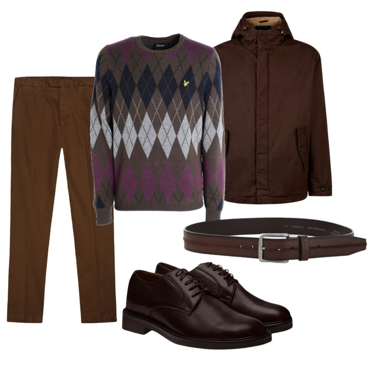 Outfit uomo - Total look #2086863. Stile Trendy per Tutti i giorni. Abbinamento con pullovers, cinture, scarpe stringate, giacche, pantaloni.