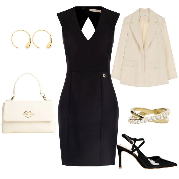 Outfit donna - Total look #2086891. Stile Sexy per Serata fuori. Abbinamento con borse a mano, blazer, anelli, vestiti a tubino, décolleté, orecchini.