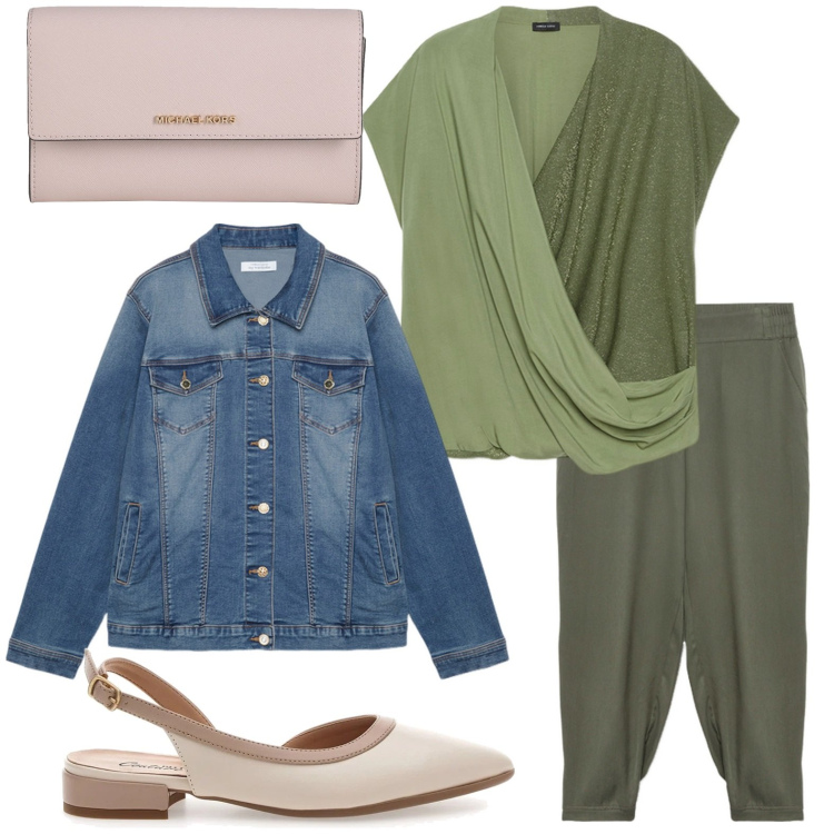 Outfit donna - I colori della rinascita. Stile Basic per Tutti i giorni. Abbinamento con borse a mano, blazer, ballerine, pantaloni, bluse.