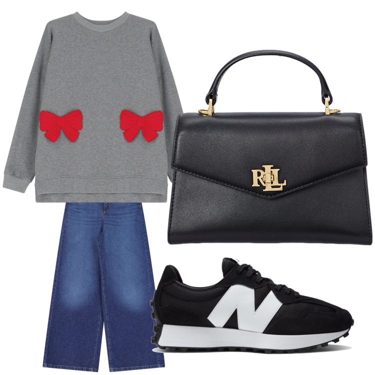 Outfit donna - Aperitivo. Stile Trendy per Tutti i giorni. Abbinamento con sneakers, felpe, jeans, borse a mano.