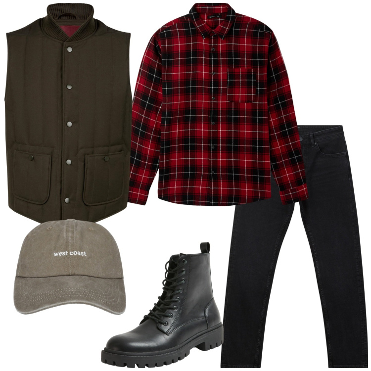 Outfit uomo - Country man. Stile Casual per Tutti i giorni. Abbinamento con jeans, cappelli, anfibi, camicie, piumini.