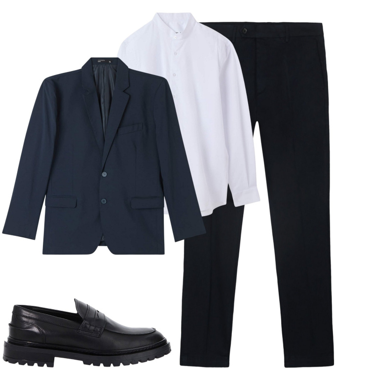 Outfit uomo - City. Stile Business/Elegante per Ufficio. Abbinamento con scarpe stringate, giacche, camicie, pantaloni chino.
