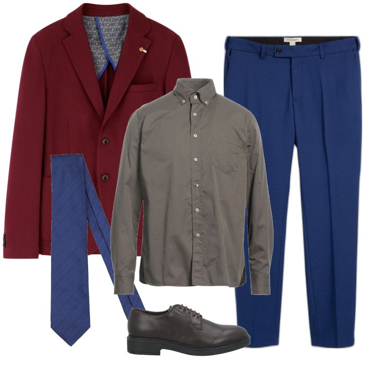 Outfit uomo - Intramontabile accoppiamento. Stile Business/Elegante per Ufficio. Abbinamento con pantaloni, camicie, scarpe stringate, cravatte, giacche.