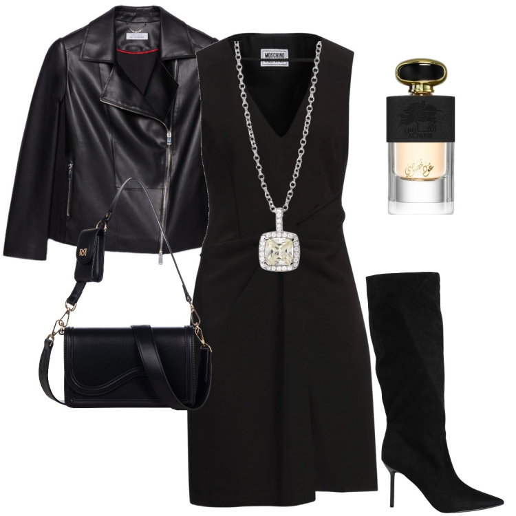 Outfit donna - Il classico tubino. Stile Sexy per Serata fuori. Abbinamento con stivali, vestiti corti, profumi, collane, pochette, blazer.