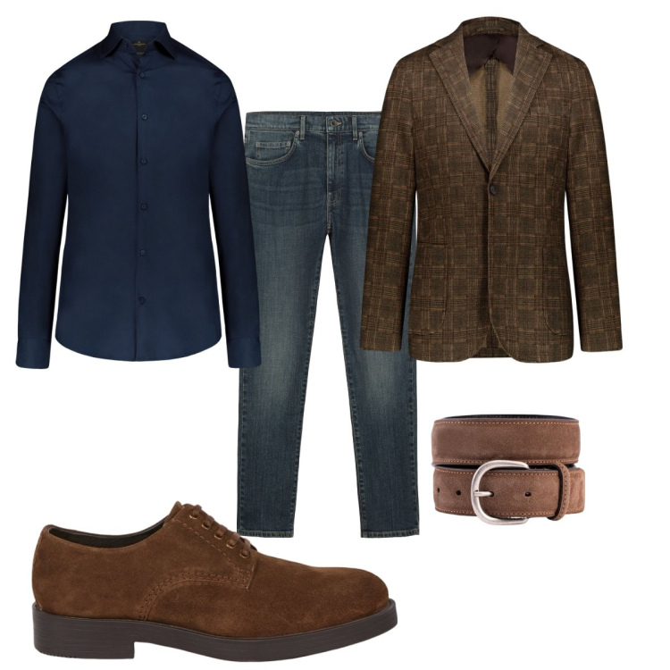 Outfit uomo - La giacca con il jeans. Stile Trendy per Tutti i giorni. Abbinamento con giacche, camicie, cinture, scarpe stringate, jeans.