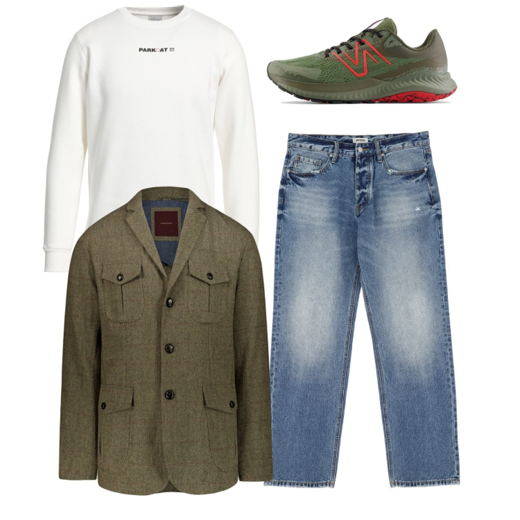 Outfit uomo - City. Stile Casual per Tutti i giorni. Abbinamento con felpe, sneakers, jeans, giacche.