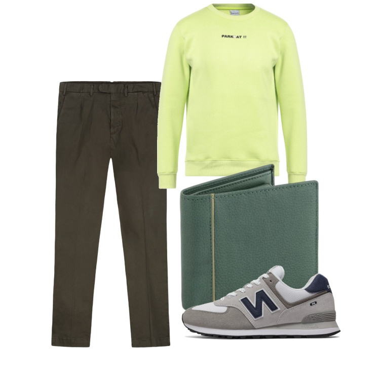 Outfit uomo - Marzo. Stile Casual per Tutti i giorni. Abbinamento con felpe, sneakers, pantaloni, portafogli.