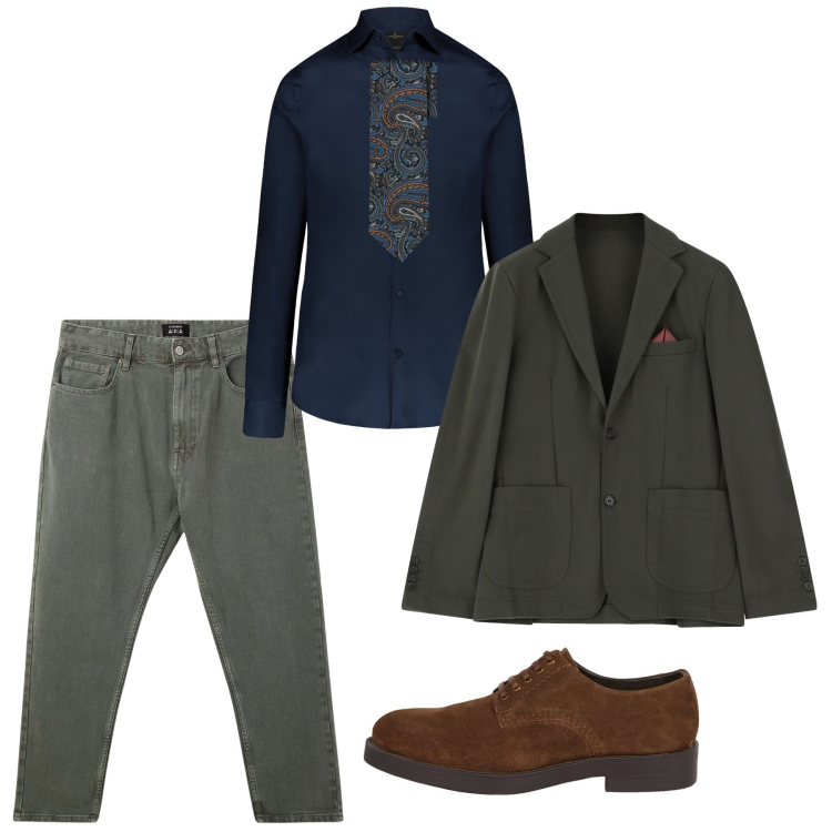 Outfit uomo - Un mix gioioso. Stile Business/Elegante per Serata speciale. Abbinamento con pantaloni, giacche, camicie, scarpe stringate, cravatte.