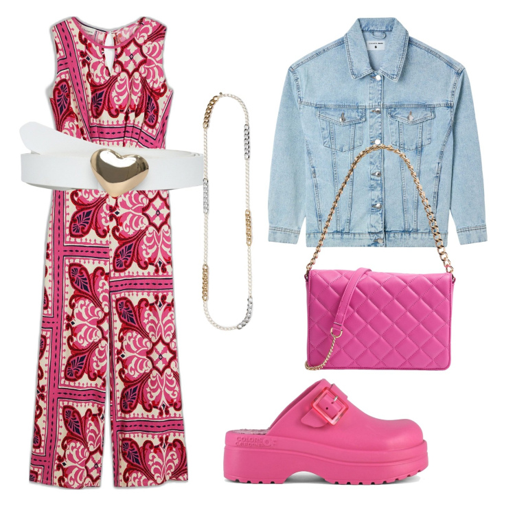 Outfit donna - Total look #2087265. Stile Casual chic per Tutti i giorni. Abbinamento con tute, cinture, cappotti, borse a tracolla, sandali, collane.