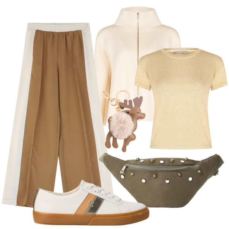 Outfit donna - Total look #2087285. Stile Sporty chic per Tutti i giorni. look ideale per Tall. Abbinamento con t-shirt, cappe, pantaloni, marsupi, sneakers, portachiavi.
