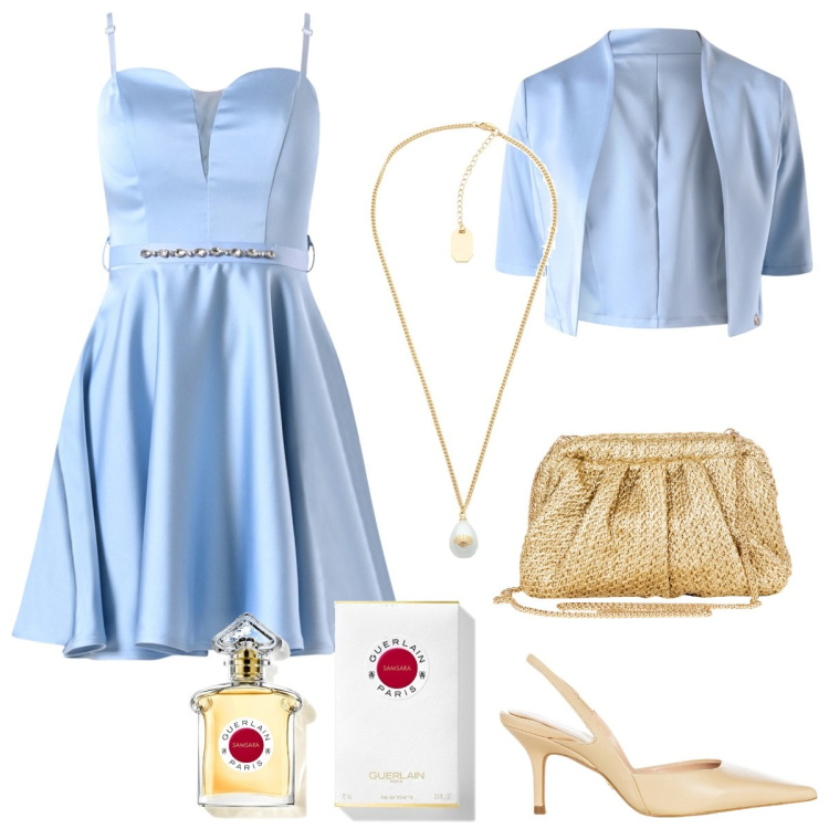 Outfit donna - Total look #2087301. Stile Romantica per Cerimonia. Abbinamento con collane, profumi, clutch, vestiti corti, bolero, décolleté.