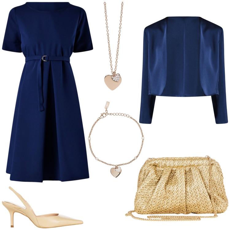 Outfit donna - Elegante in primavera - @Mery_844. Stile Chic per Cerimonia. Abbinamento con braccialetti con ciondoli, ciondoli, vestiti lunghi, bolero, décolleté, clutch.